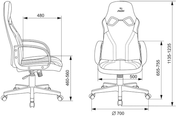 Кресло игровое Бюрократ ZOMBIE RUNNER ткань